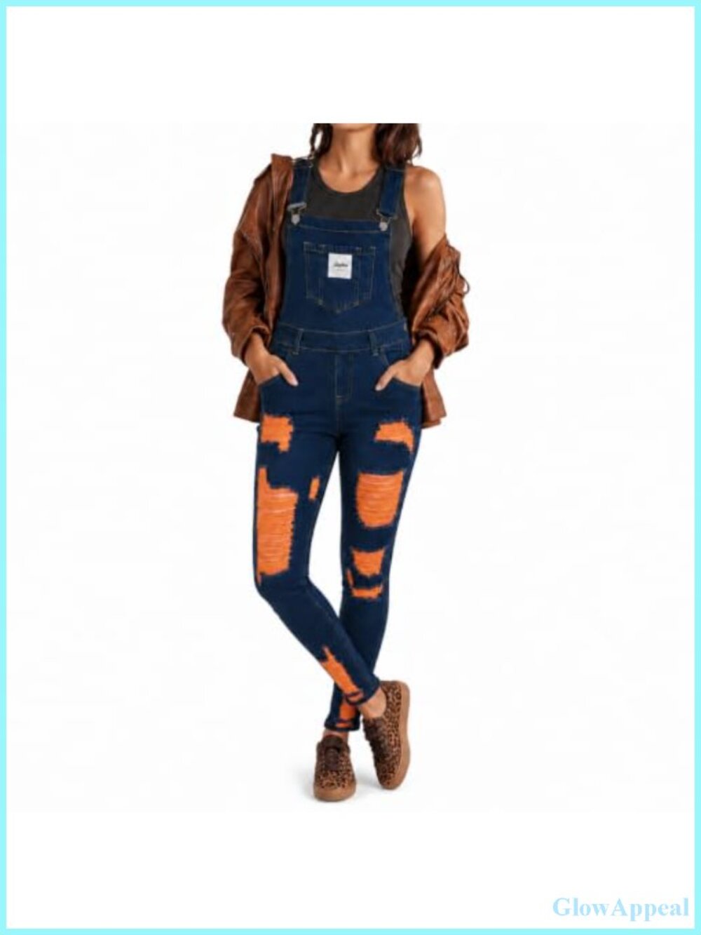 Y2K Ripped Skinny Denim Overalls High Waist Side Zip